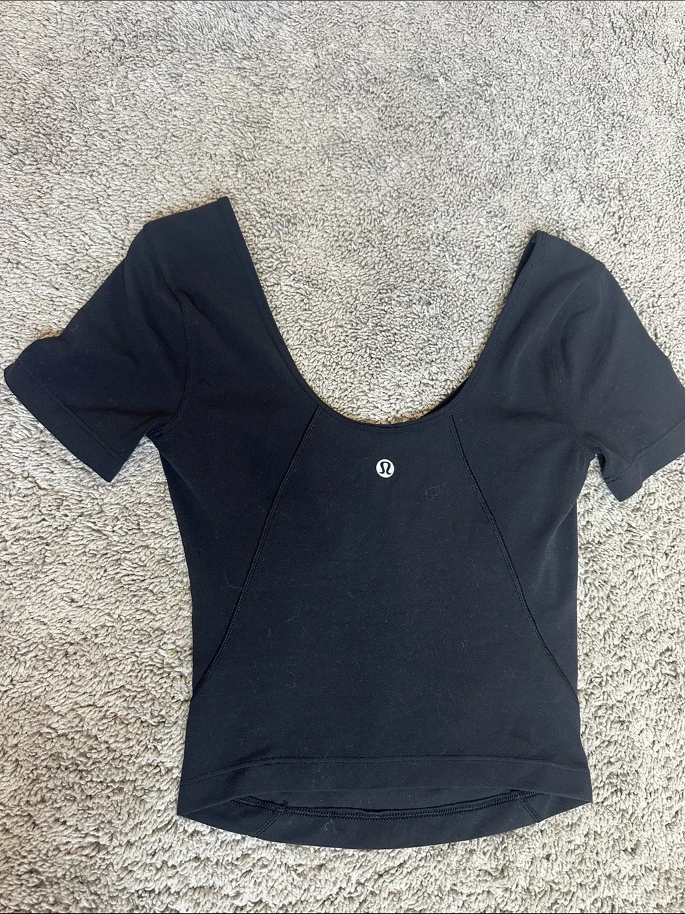 lululemon athletica Black Scoop Neck Short Sleeve Top